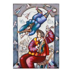 Michael Kachan, "String Duet" Hand Embellished Limited Edition Serigraph on Canvas, Roman Numbered I