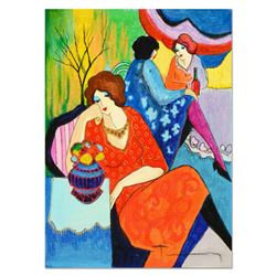 Itzchak Tarkay (1935-2012), One-of-a-Kind Acrylic Over Paint on Wood Panel, Hand Signed with Letter 