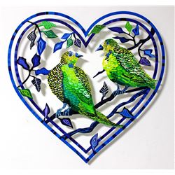 Patricia Govezensky- Original Painting on Laser Cut Steel "Love Birds IIII"