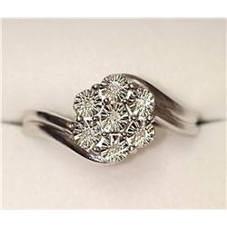 Silver and Diamond Ring (~Size 6)(Ring is resizable for $40), Suggested Retail Value $200