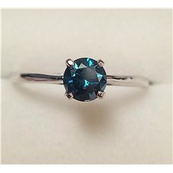 14K White Gold Blue Diamond(I1, 0.5ct) Solitaire Ring (~Size 6)(Ring is resizable for $40), Made in 