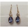 Image 1 : 14K Yellow Gold Ceylon Sapphires(2.1ct) Diamond(I, 0.25ct) Earrings, Custom Designed in Canada, Insu