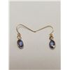 Image 4 : 14K Yellow Gold Ceylon Sapphires(2.1ct) Diamond(I, 0.25ct) Earrings, Custom Designed in Canada, Insu