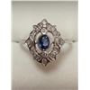 Image 1 : 14K White Gold Sapphire(0.33ct) 14 Diamond Vintage Style Ring (~Size 7)(Ring is resizable for $40), 