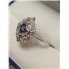 Image 3 : 14K White Gold Sapphire(0.33ct) 14 Diamond Vintage Style Ring (~Size 7)(Ring is resizable for $40), 