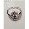 Image 4 : 14K White Gold Sapphire(0.33ct) 14 Diamond Vintage Style Ring (~Size 7)(Ring is resizable for $40), 