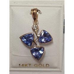 14K Yellow Gold Tanzanite(2.9ct) Diamond(I2, 0.1ct) Pendant, Custom Designed in Canada, Appraised Re