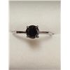 Image 1 : 10K White Gold Black Diamond(1.3ct) Solitaire Ring (~Size 6)(Ring is resizable for $40), Made in Can