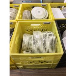 Crate of Assorted Porcelain Plates, Bowls
