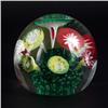 Image 1 : PAPERWEIGHT: Clear, having a series of “flowers” rising our of a “holder” of green in the center fil
