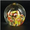 Image 1 : PAPERWEIGHT: Clear unsigned glass paperweight having multiple elongated teardrops rising from the ba