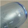 Image 2 : ART GLASS: Hand blown blue iridescent egg-shaped vase terminating in a small 3/4" opening at the top