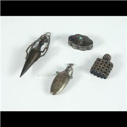 SILVER PLATE and STERLING LOT: A lot of five small objects of a personal nature including three perf