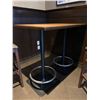 Image 2 : Butcher block style High Bar Table with double pedestal foot rail base - approx 24 x 48 nches
