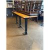Image 2 : Stand Up butcher Block bar table ( floor mounted) approx 8 ft x 22 inch with coat hooks