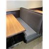 Image 2 : Booth Seating included 24x50 inch double pedestal table and two upholstered bench seats with grey ba