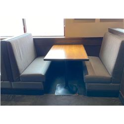 Booth Restaurant Seating with double pedestal table approx 24 x 48 inches and great seat, base and b