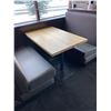 Image 2 : Booth Restaurant Seating with double pedestal butcher block table approx 24 x 40inches and great sea