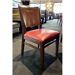 Solid Wood Curved Back Restaurant Dinning chair with Red Upholstered Seat