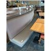 Image 1 : Long S shaped curved seating system includes approx 24 ft of grey vinyl bench seat, base and back