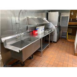 Stainless Steel Double well sink with run off and spray wand - BUYER MUST PROFESSIONALLY DISCONNECT 