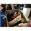 Image 1 : TOTE OF BOAT FLOATS, VINTAGE SPOOLS AND ROLLER SKATES