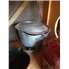 Image 3 : METAL GAS CAN, CAST IRON PAN AND STRAINER POT