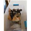Image 1 : BIN OF 1/4 INCH THICK PLUM CAP FITTINGS IRON