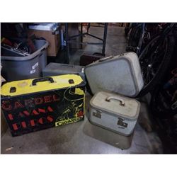 YELLOW CASE, PLANO TACKLEBOX AND HARD CASE