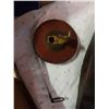 Image 2 : VINTAGE ENGLISH PICK AXE HEAD, MEAUSURING REEL AND DRILL