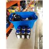 Image 1 : Tote of sporting goods and water bottles