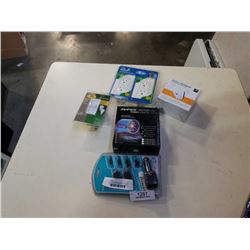 2 pack of outlets, turbo ventilator, wirless n extender and  unversal adapter