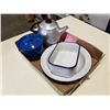 Image 1 : ENAMEL POTS AND PANS AND KETTLE