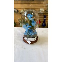 FLORAL DISPLAY IN GLASS DOME DISPLAY CASE