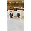 Image 2 : VINTAGE NAPOLEON ITALY CHINA FLORAL AND ANTIQUE MILK GLASS SALT AND PEPPER
