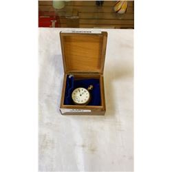 WALTHAM POCKET WATCH W/ WOODEN CASE AND BAG