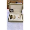 Image 2 : NEW BOXED SET - BLACK/GOLD WATCH, DIAMANTE BRACELET, AND NECKLACE BY COTE D'AZUR