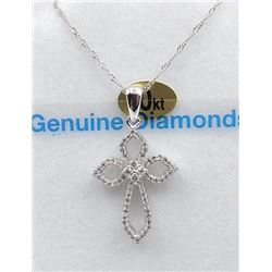 10KT WHITE GOLD DIAMOND CROSS PENDANT W/ 18IN CHAIN W/ APPRAISAL $2095 - 66 DIAMONDS (.20CT)