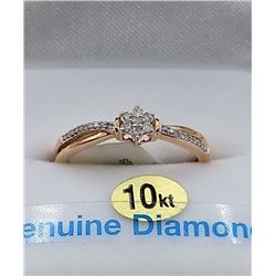 10KT ROSE GOLD DIAMOND STAR RING W/ APPRAISAL $1615 - SIZE 6.75, 27 DIAMONDS (0.10CTS)