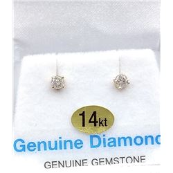 14KT YELLOW GOLD DIAMOND STUD EARRINGS W/ APPRAISAL $945 - .02CTS DIAMOND BIRTHSTONE APRIL