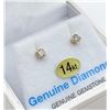Image 2 : 14KT YELLOW GOLD DIAMOND STUD EARRINGS W/ APPRAISAL $945 - .02CTS DIAMOND BIRTHSTONE APRIL