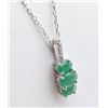 Image 1 : STERLING SILVER 6X4MM GENUINE EMERALD AND CZ PENDANT W/ STERLING CHAIN W/ APPRAISAL $800 - 1CT EMERA