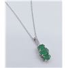 Image 2 : STERLING SILVER 6X4MM GENUINE EMERALD AND CZ PENDANT W/ STERLING CHAIN W/ APPRAISAL $800 - 1CT EMERA