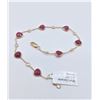 Image 1 : 14KT YELLOW GOLD NATURAL RUBY AND WHITE SAPPHIRE HEART BRACELET W/ APPRAISAL $2130 - 7CTS RUBY