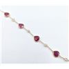 Image 2 : 14KT YELLOW GOLD NATURAL RUBY AND WHITE SAPPHIRE HEART BRACELET W/ APPRAISAL $2130 - 7CTS RUBY