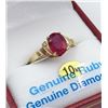 Image 1 : 10KT YELLOW GOLD 8X6MM GENUINE RUBY AND DIAMOND RING W/ APPRAISAL $1295 - SIZE 7, 1.25CT RUBY, 0.02C