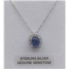 Image 1 : STERLING SILVER 7X5MM GENUINE BLUE SAPPHIRE AND CZ PENDANT W/ STERLING CHAIN W/ APPRAISAL $1200 - 1C