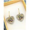 Image 1 : STERLING SILVER YELLOW GOLD PLATED GENUINE RUBY, SAPPHIRE, EMERALD, AND DIAMOND HEART EARRINGS W/ AP