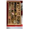 Image 2 : JEWELRY CASE WITH PINS, BELT BUCKLE
