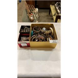 BOX OF BANGLES AND 2 BOXES OF RHINESTONE JEWELLERY